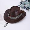 Ethnic Style Top Hat Western Cowboy Hat Men's Mountaineering Sun Hat Sun Protection Travel Prairie Sun Hat Jazz Hat