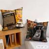 Brown Retro Autumn Time Cushion Cover Silky Short Plush Invisible Zipper Dustproof Sofa Pillow Case For Home Decor