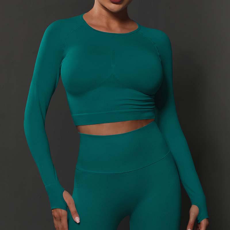Pokročilá dámská sada na jógu a běh s dlouhým rukávem s pocitem nahoty a ochranou rukou