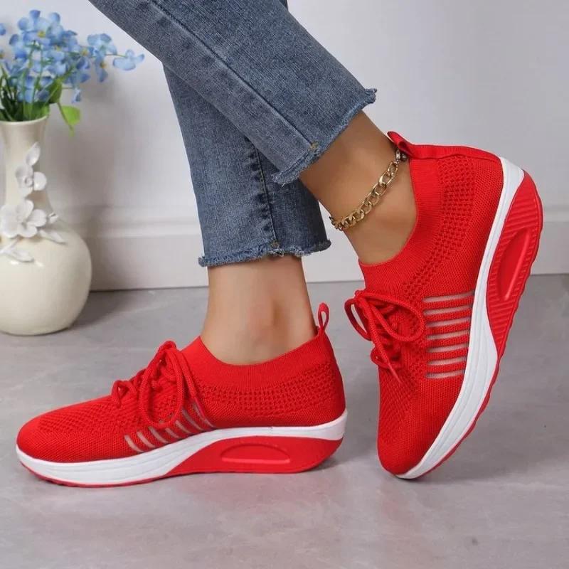 Women Tennis Breathable Mesh Height-increasing Slip-on Female Sock Footwear Outdoor Women Sneakers Platforms Shoes for Women