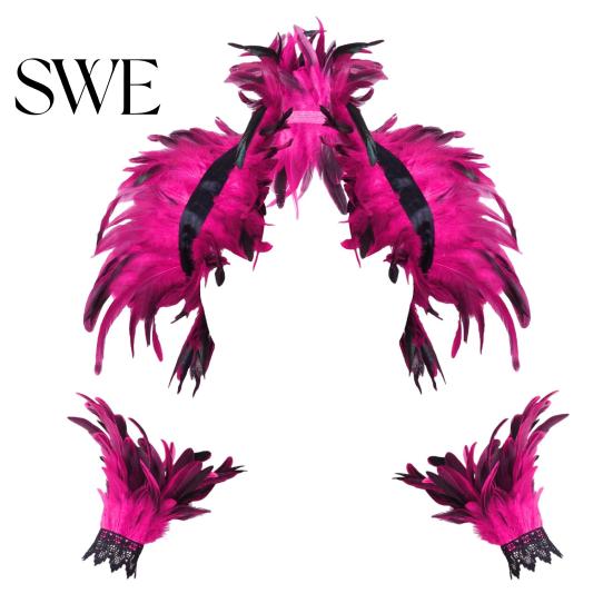 Accessorio Costumi da Festival 1 Set Collare Falso con Braccialetto Stile Gotico Sciarpa di Piume Imitazione Cinturino in Velluto Regolabile Pizzo Traforato Modello Unisex