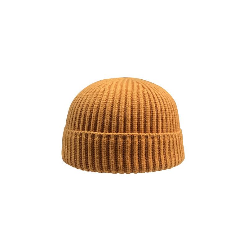 Autumn Winter Short Warm Melon Hat Men Knitted Round Top Brimless Cold Hat Women Street Hip-Hop Wool Beanie