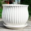 Nordic White Ceramic Flower Pot with Tray - Large & Extra Large for Pothos & Succulents