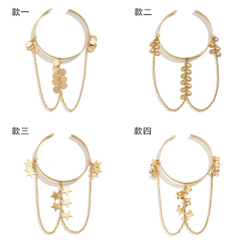 Accessories, Punk Beach Metal Open Jewelry, Temperament Chain, Shell Fringed Butterfly Arm Bracelet