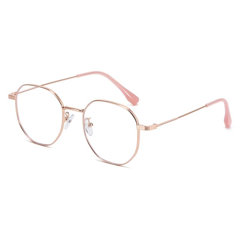 Tea Gold Polygon Prescription Glasses Anti Blue Ray Photochromic Progressive Eyewear for Women Men
