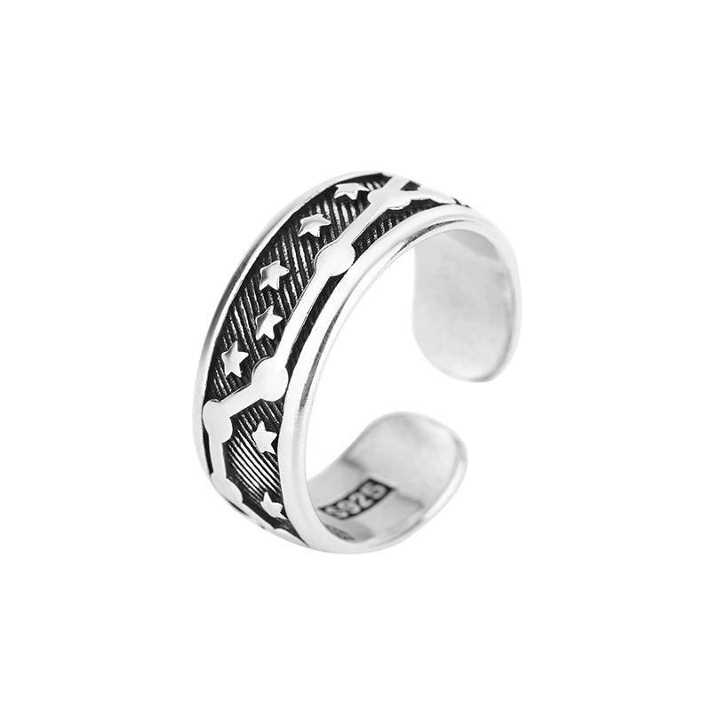 Buyee 925 Sterling Silver Fashion Ring Finger Adjustable Constellation Jewelry Circle for Women Men Fine Silver Ring Gift