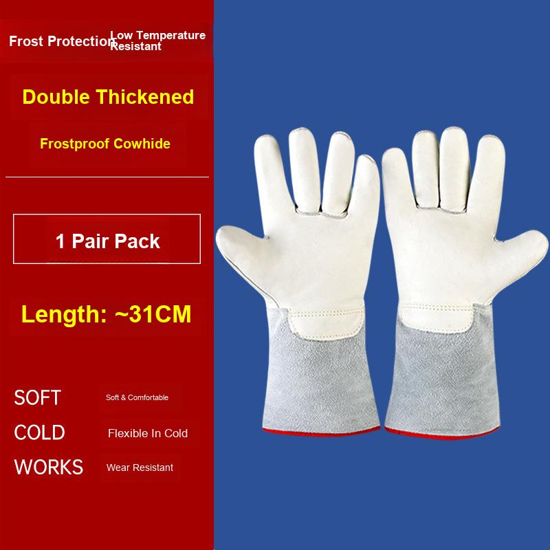Cold Resistant Water Resistant Cowhide Gloves for CO2 Laboratory Liquid Nitrogen Gas Station Cold Storage and LNG Scenarios