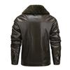 Men's Winter Solid Color Plus Velvet Leather Jacket Men's Casual Jacket