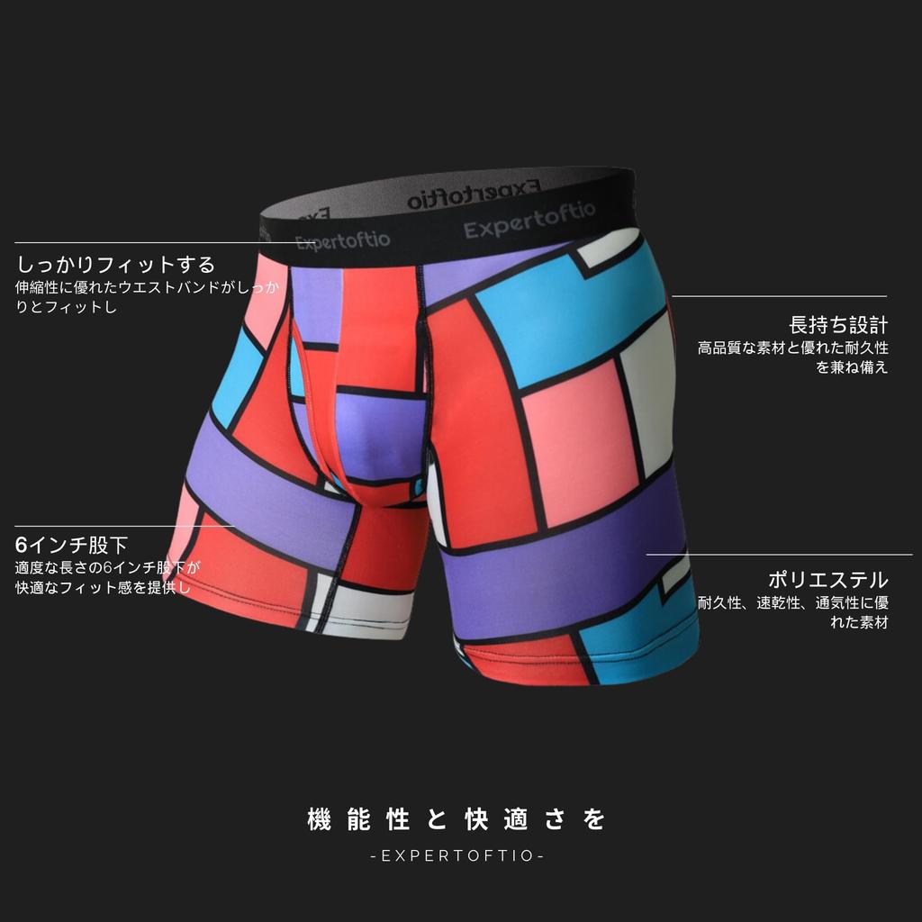 [Expertoftio] Men's Long Boxer Briefs, 6-Pack, 6-Inch Open Front, Soft Fit, Moisture-Wicking, Plus Sizes Available
