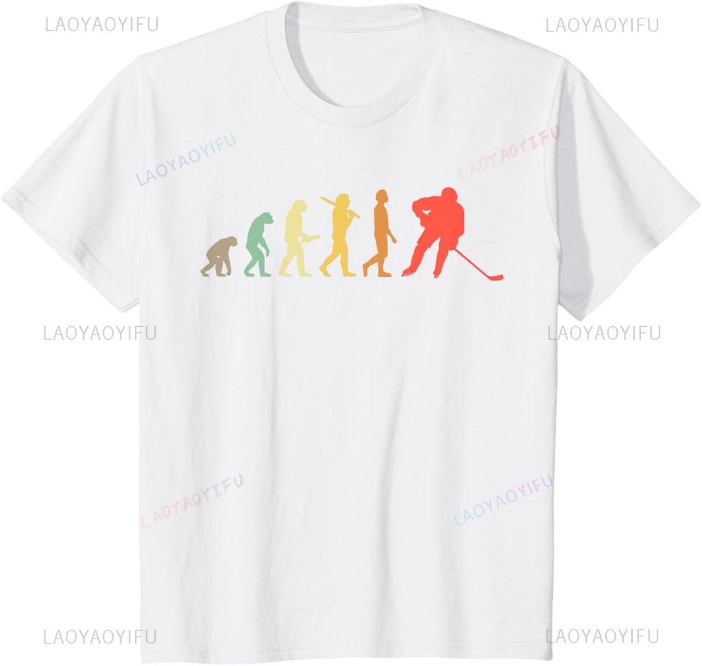 Retro Ice Hockey Evolution Gift for Ice Hockey Players T-Shirt Unisex Summer Streetwear Tops Mens T Shirt Camisas Streetwear