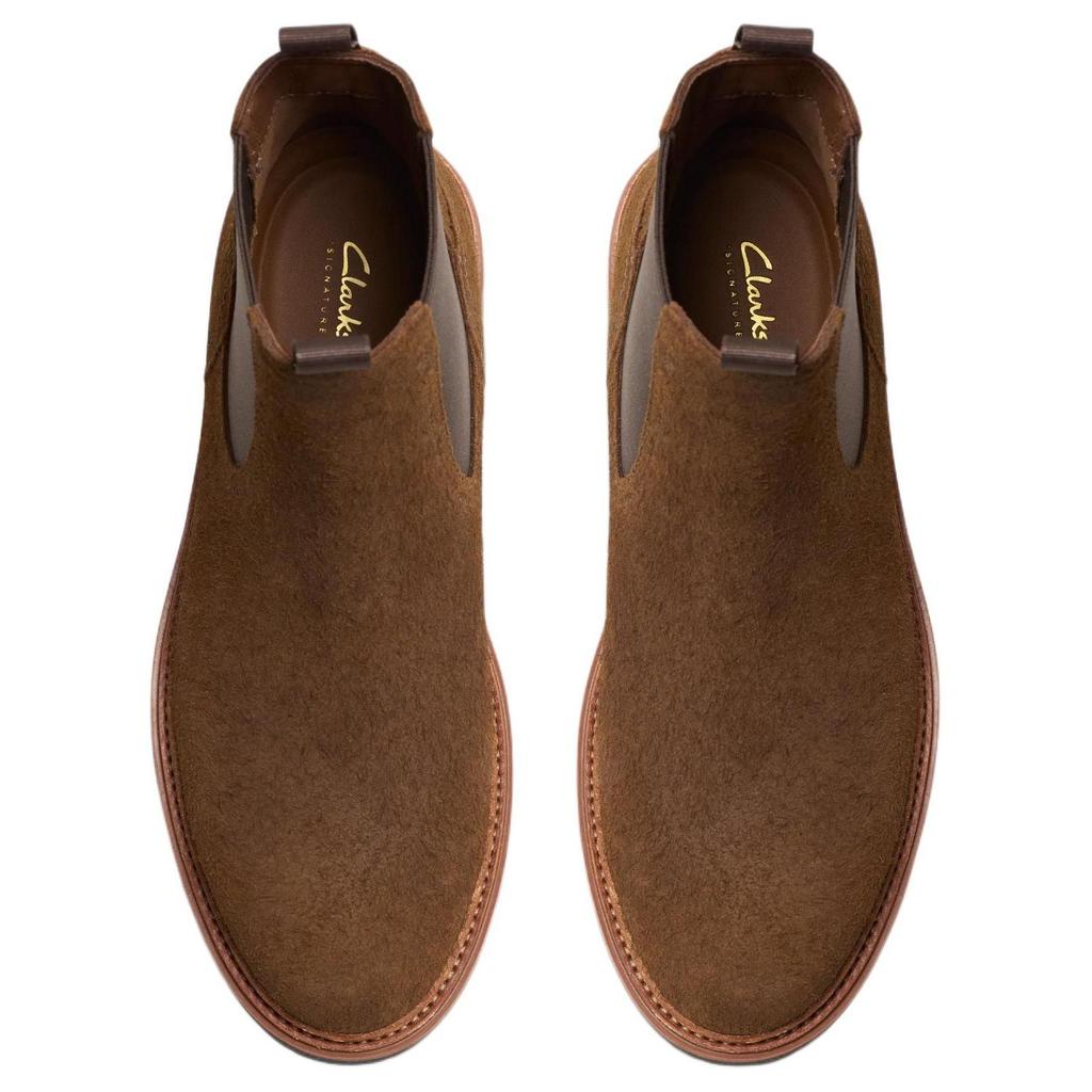 Clarks Suede Lightweight Slip-On Short Chelsea Boots Men boots Brown 26179723