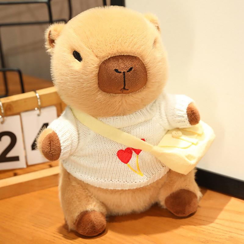 Adorable Capybara Plush Toy With Love Heart Sweater For Kids Birthday Gifts