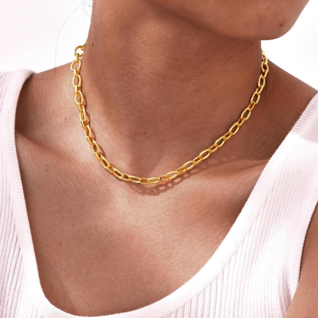 Vnox Klassischer Goldplattierter Choker aus Edelstahl, Trendiges Mehrfach-Kettenglied-Halskette für Damen, Täglicher Schmuck 40+5cm Länge