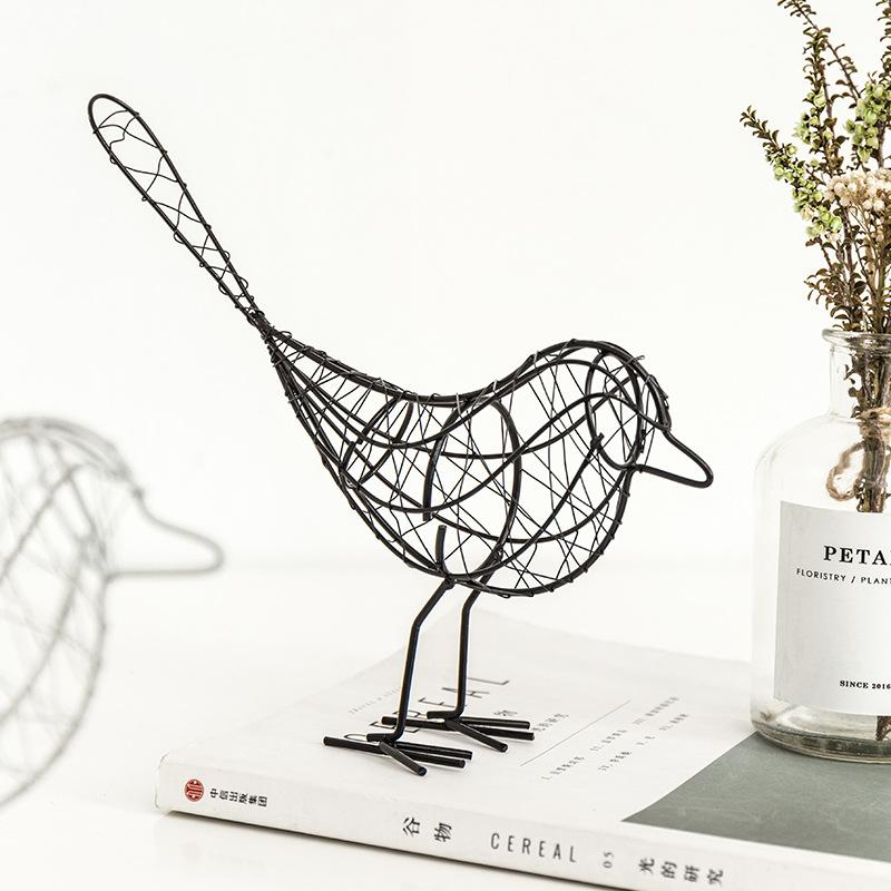 1Pc Iron Little Bird Statue Modern Design Animal Figurine Home Office Decoration Craft Home Decoration Accessories