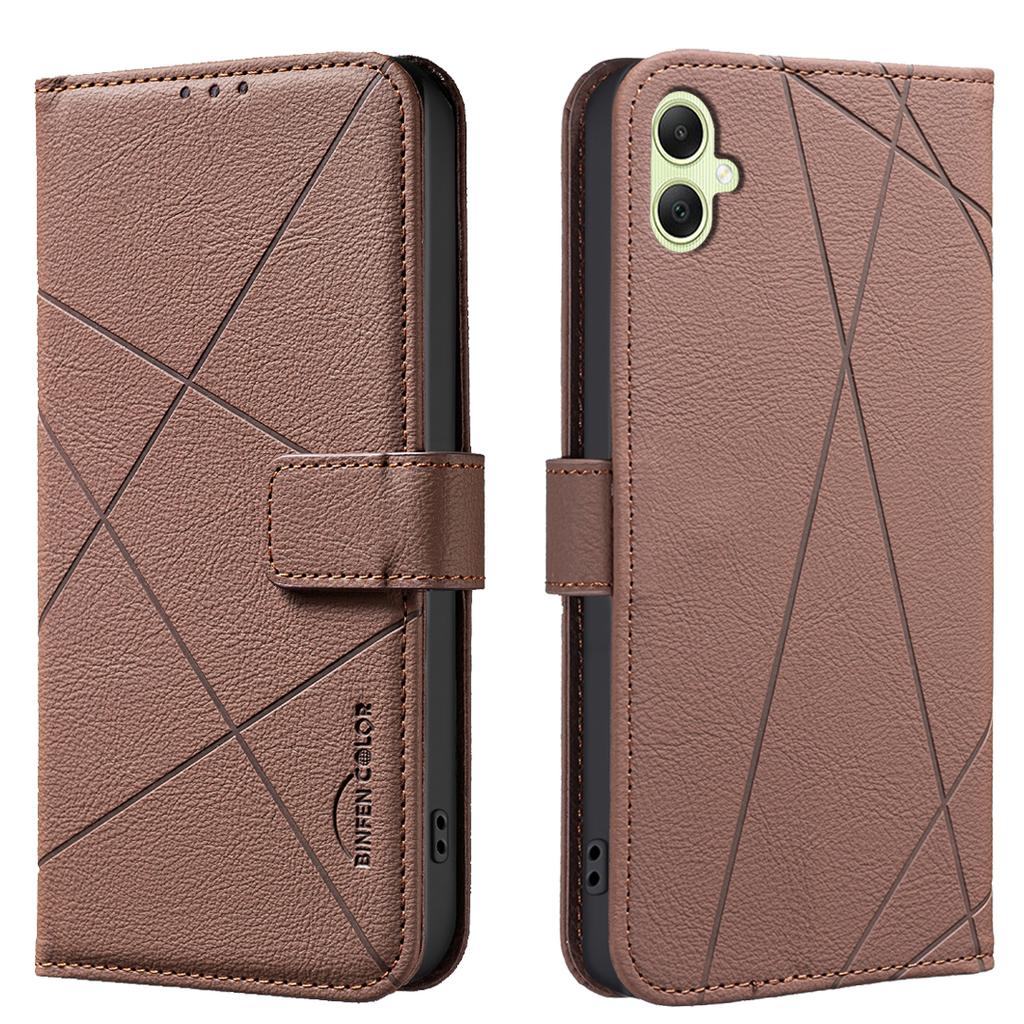 For Samsung Galaxy A06 5G/Galaxy A06 4G Case BINFEN COLOR BF35 Geometry Imprinted Leather Phone Cover RFID Blocking Wallet Stand