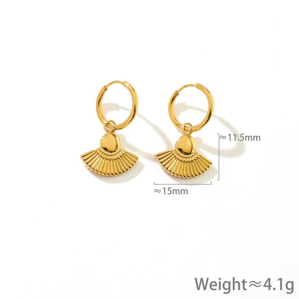 Fashion Personalized Design Fan Earrings Femininity Popular Simple Titanium Steel Earrings Do Not Fade Versatile
