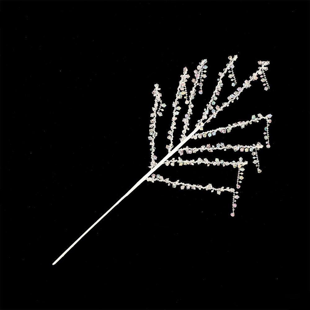 Glitter Finish Christmas Crystal Pick Branch Crystal Dangle with Butterfly Acrylic Christmas Decor Sprig Long Stem Sparkling