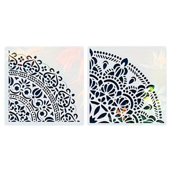 Conjunto de Estêncil para Pintura 11,8 Polegadas Grande Reutilizável Modelos de PVC com Padrões Geométricos Florais Estêncil Decorativo de Parede para Arte DIY e Decoração de Casa