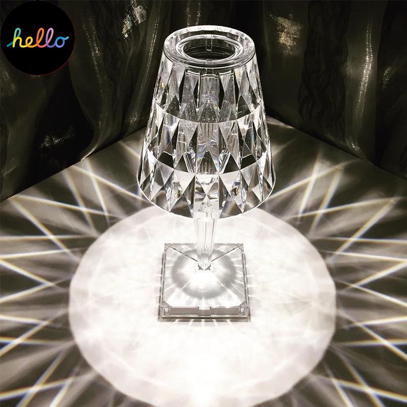 USB Diamond Table Lamp Acrylic Decoration Light For Bar Bedroom Bedside Coffee Crystal LED Desk Lamps Gift Night Lights Lighting
