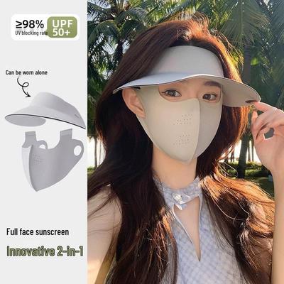 Damen UV-Schutz Sonnenhut mit abnehmbarer Gesichtsmaske und Nackenschutz