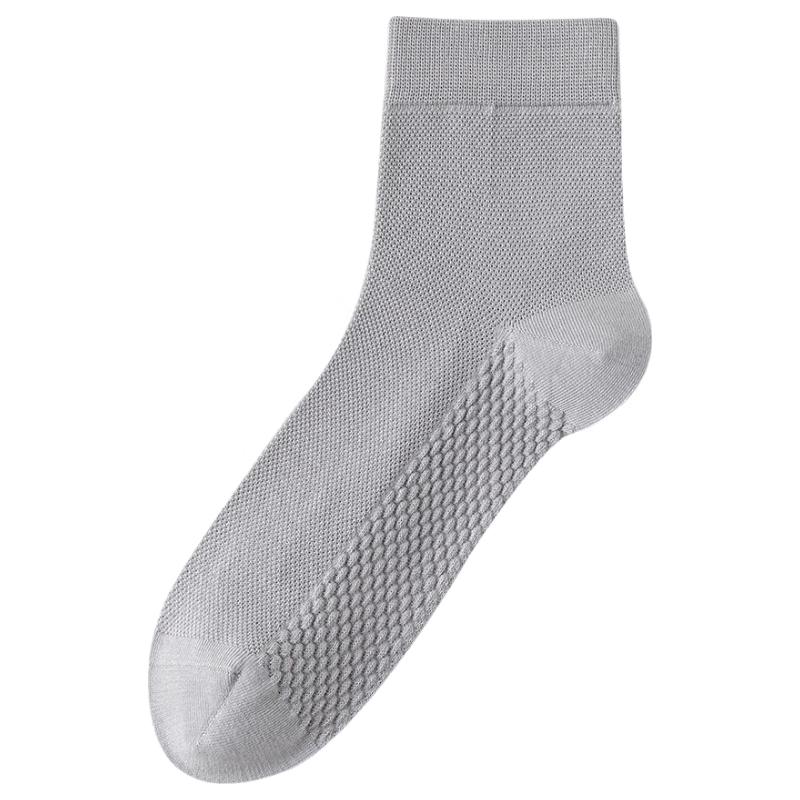 XueZhongFei Men s 100% Cotton Antibacterial Breathable Mid-Calf Socks (5-Pair Pack) One Size