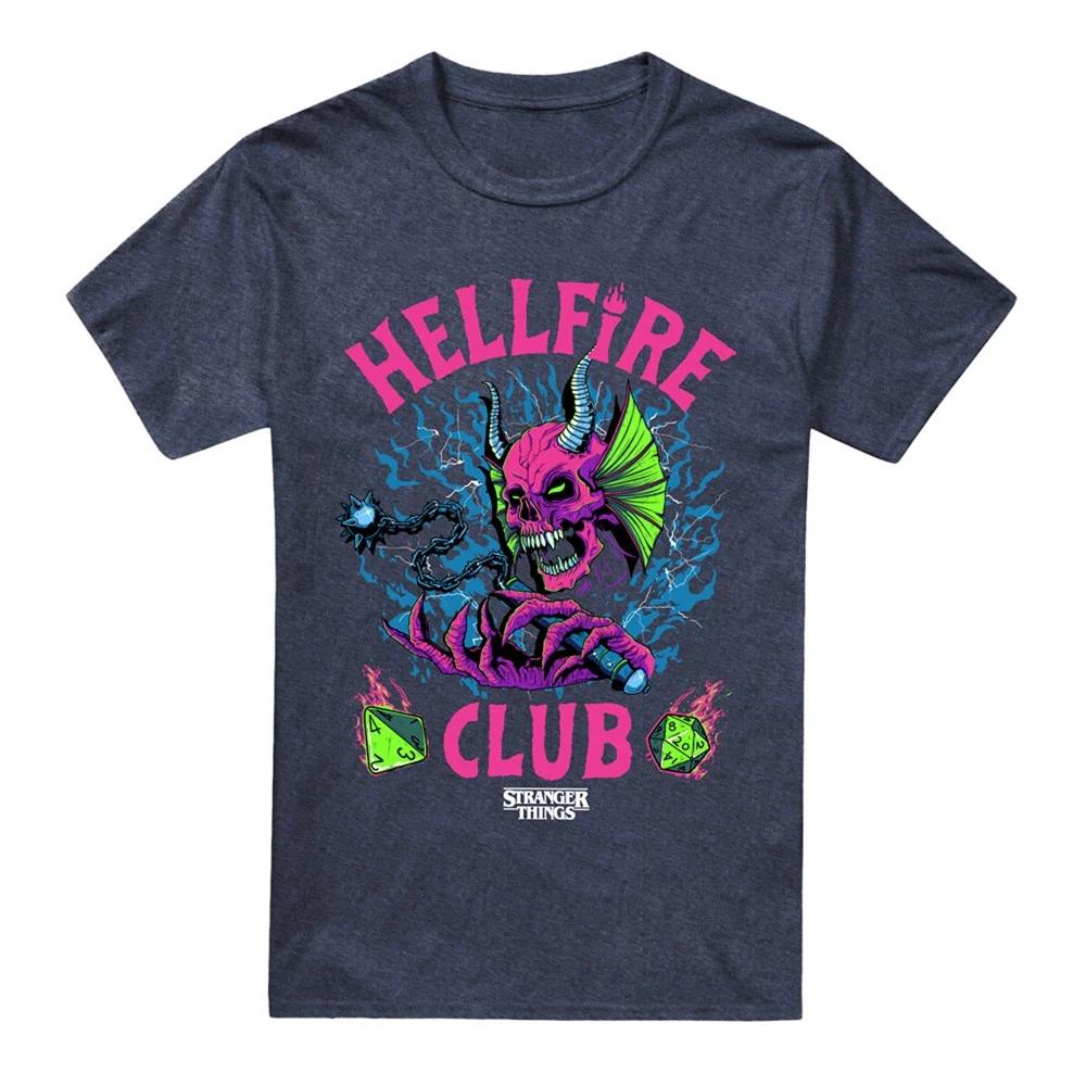 

Stranger Things Hellfire Neon Dice Unisex 100% Cotton T-shirt Mens Tees Top S-3XL, Navy 4XL
