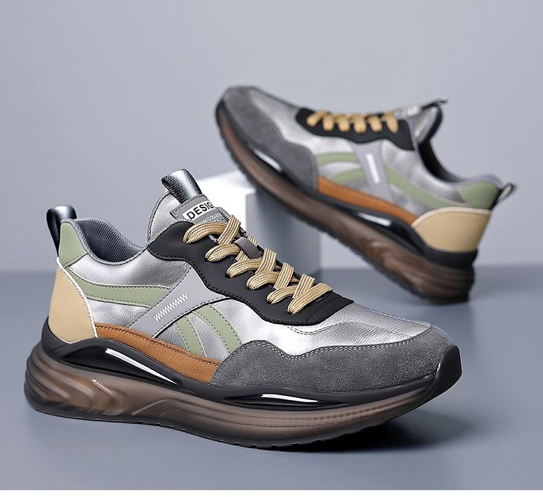 Fashion 2025 Spring Autumn Platform Sneakers Men Leather Facing Street Fashion Shoes for Men New Designer Zapatillas Hombre Shoe