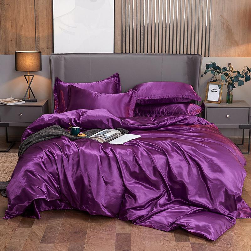 4 PCS Bedding Set Luxury Mulberry Silky Blending Bedding Set Satin Duvet Cover Set High End Single Double Comforter Cover