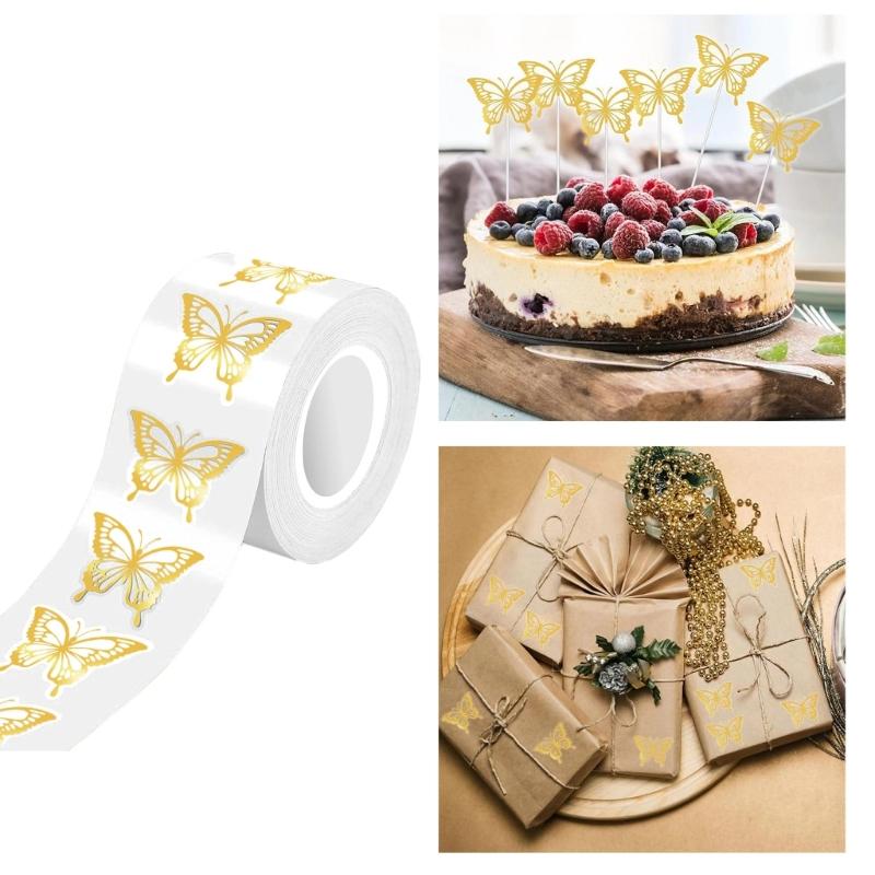 1 Roll Waterproof Sticker Adhesive Golden Butterfly Sticker Easy Peels And Stick For Journals Laptops School Accessory