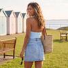 Women’s Neck Sleeveless Drape Front Top Relaxed Fit Lightweight Pullover Blouse for Casual or Daily Wear