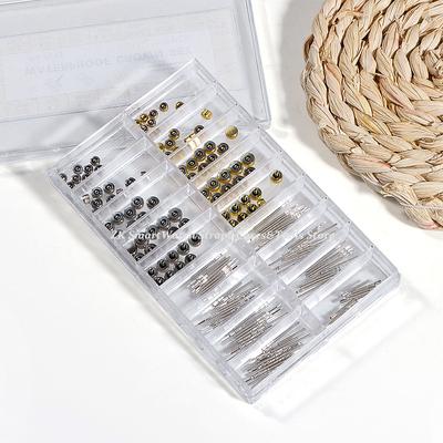 170Pcs/Box Watch Crown Watch Stem Parts Replacement Assorted Dome Flat Head Watch Accessories Repair Tool Kit for Watchmaker