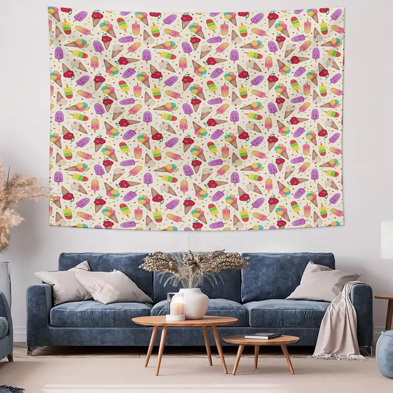 Ice Cream Tapestry Wall Hanging Aesthetic Room Decor Dorm Wall Art Cute Foodie Backdrop Home Decoration Gift Trendy Decor