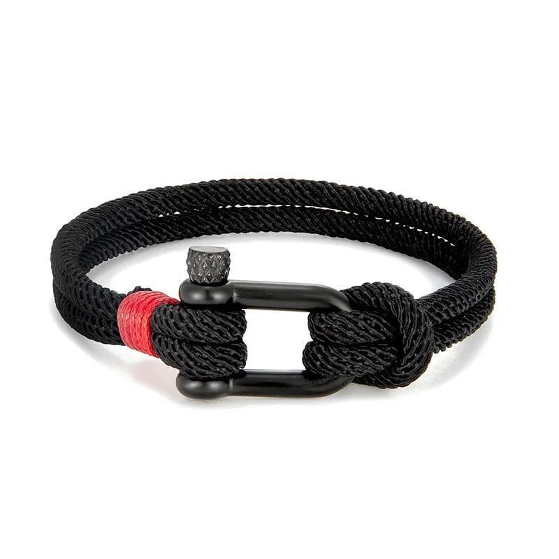 Männer Doppel Strang Armband Frauen Schäkel Seil Armbänder Outdoor Survival Armreif