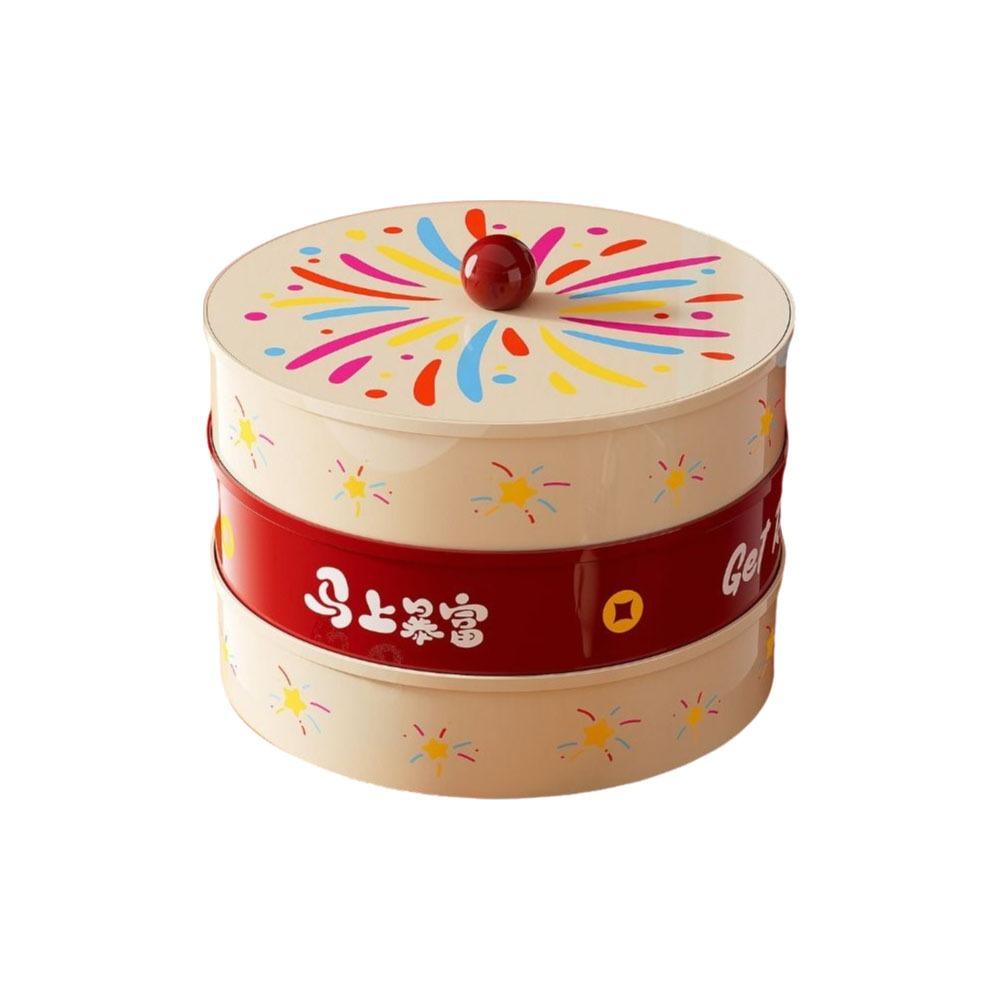 Round Dried Fruit Serving Tray Sealed Snack Plate Divided Candy Dessert Dish New Year