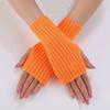 Women Half Finger Gloves Winter Knitted Arm Sleeves Fingerless Mittens Solid Color Soft Gloves Students Touch Screen Gloves