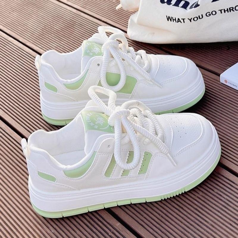 Women's Thick Soled Sneakers Fashion Flat Shoes Lace Thin Soled Small White Shoes Zapatillas De Deporte Zapatillas Mujer
