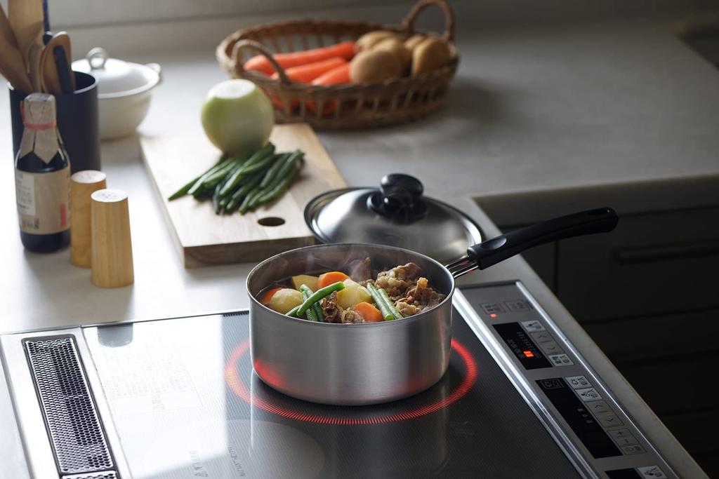 Yoshikawa Stainless Steel Saucepan, 18cm, 2.1L Capacity, CookEasy, Made in Japan, Gift Wrapping Available, SJ3320