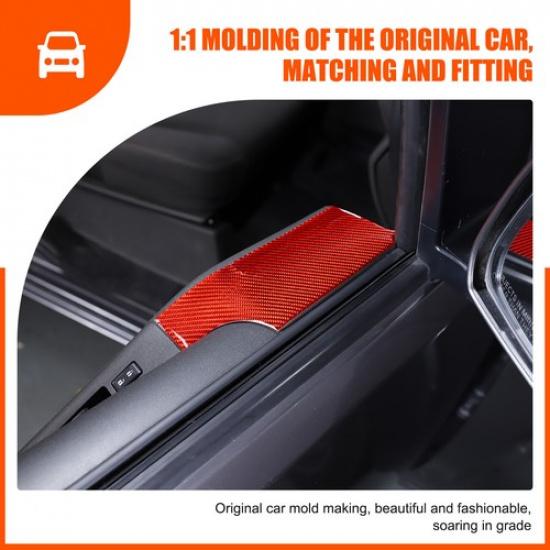 Red Carbon Fiber Door Window Upper Trim Sticker For Nissan Frontier 2005-21