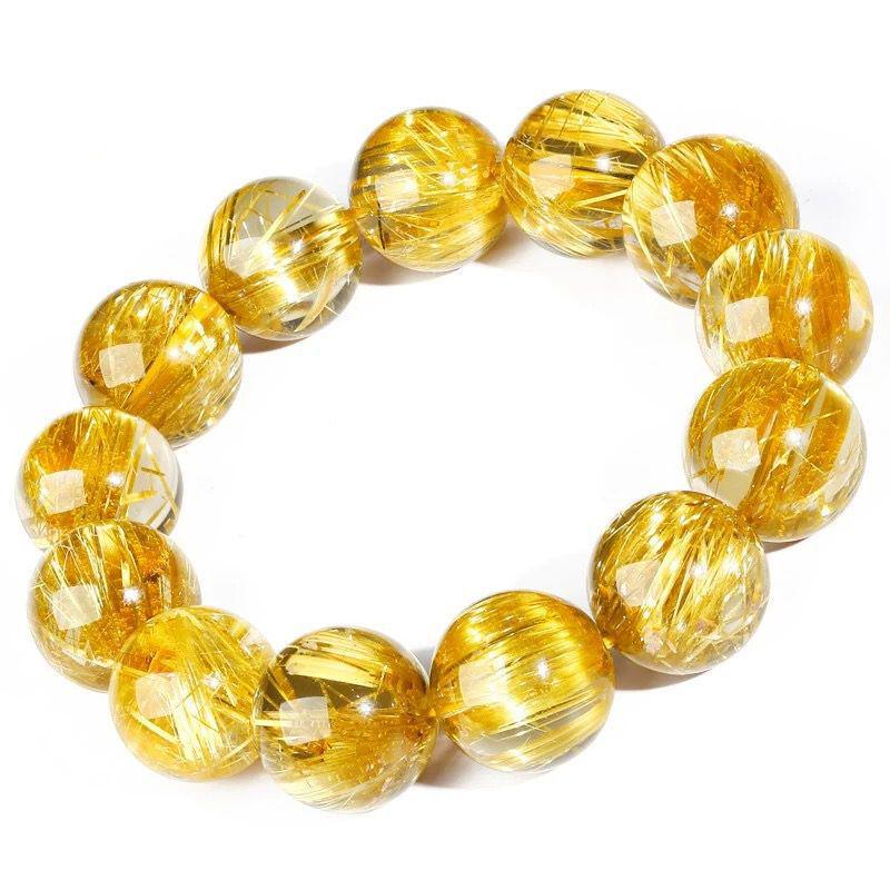 Brazilian Citrine Women s Transparent Yellow Crystal Bracelet, Wear-Resistant Titanium for Couples Beads ~6mm
