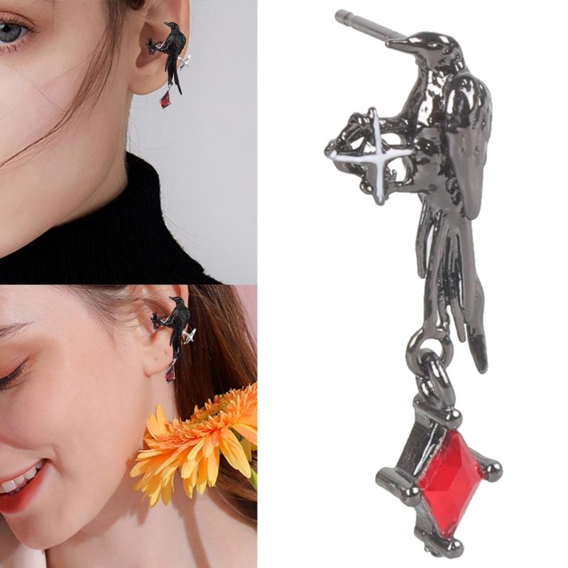 Nervous Black Crow Ear Clip Not Punctured Thin Casual Fit Untarnished Alternative Gristle Addition