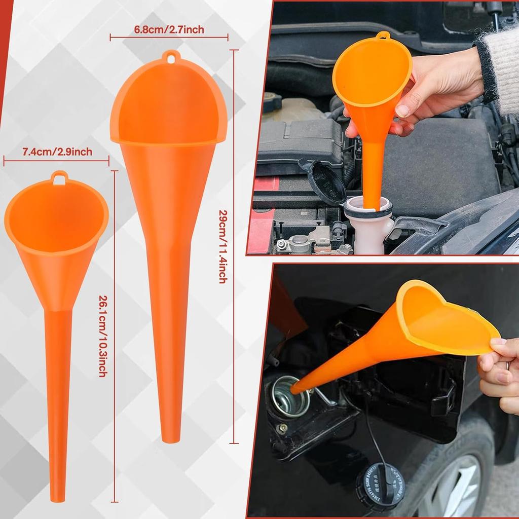 Kunststoff-Öltrichter für den Automobilgebrauch Set mit 10 Stück, Flexibler Auto-Trichter mit Schlauch Große Öffnung Flexibler Ölwechsel-Trichter Langer Hals Rechter Winkel