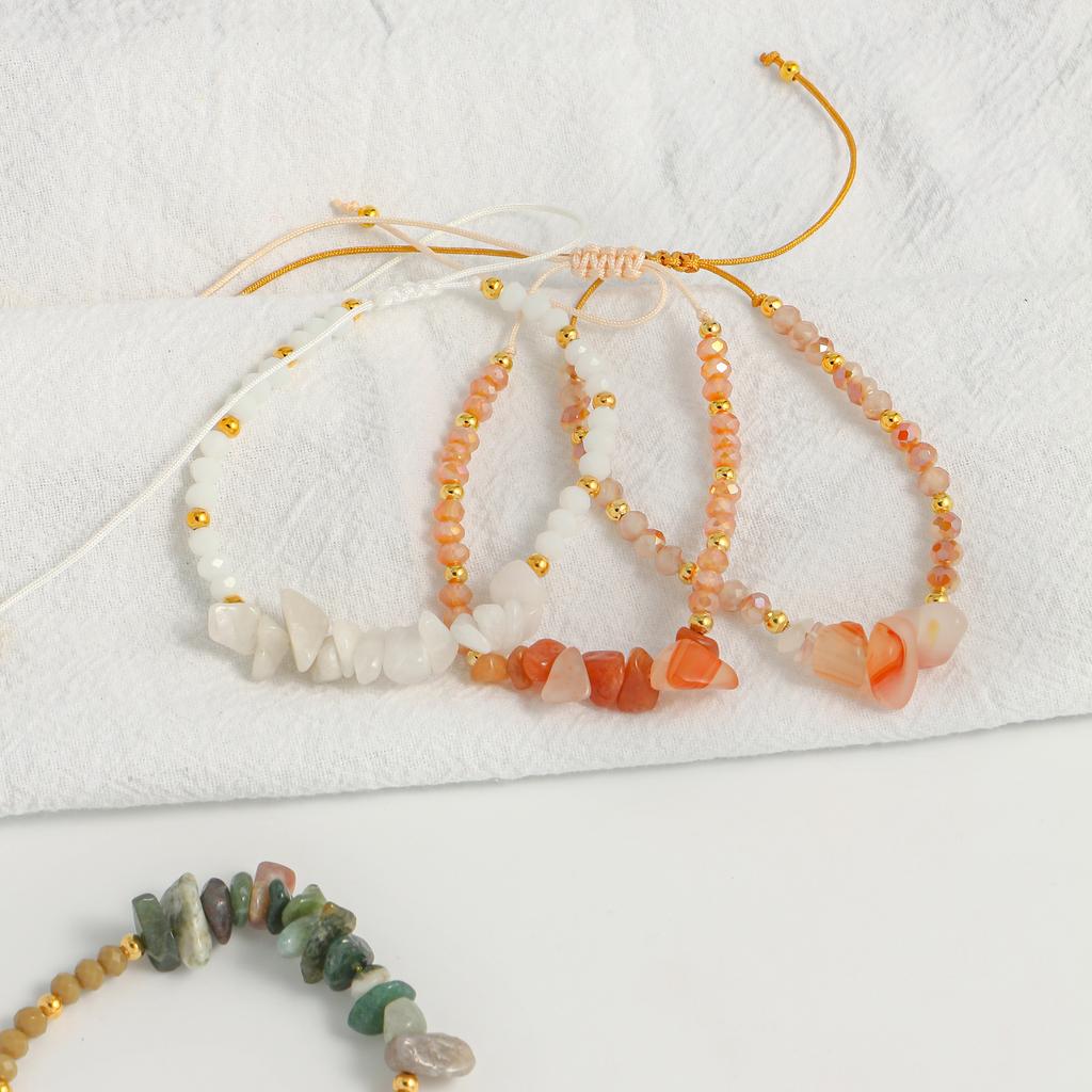 Resin Beaded Necklace Natural Stone Chip Pendant Adjustable Choker Fashion Jewelry Gift for Women