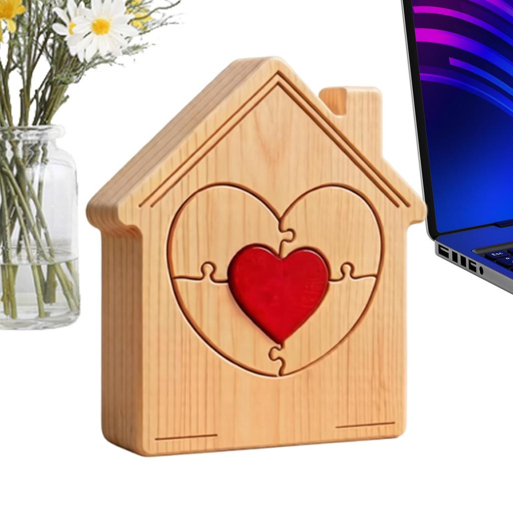 Desk Wood Statue Collectible Tabletop Ornament Desk House Shape Sculpture for Living Room Bedroom Study Dining Room RV