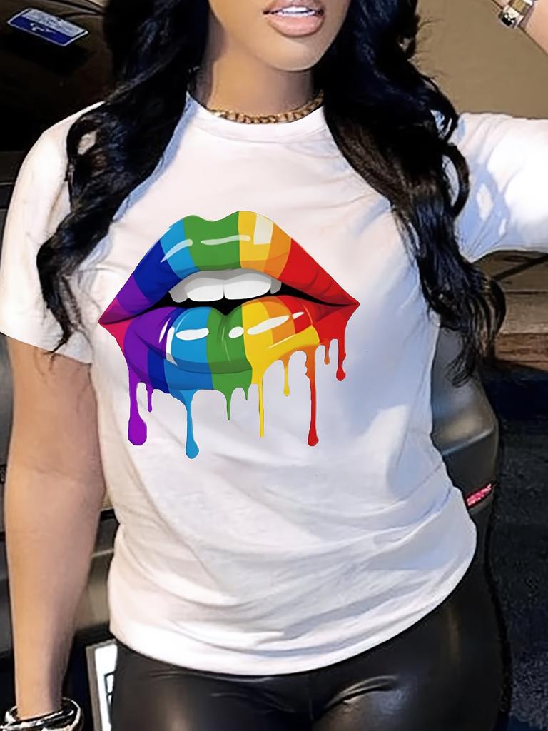 Rainbow Lips Dripping Graphic Tee