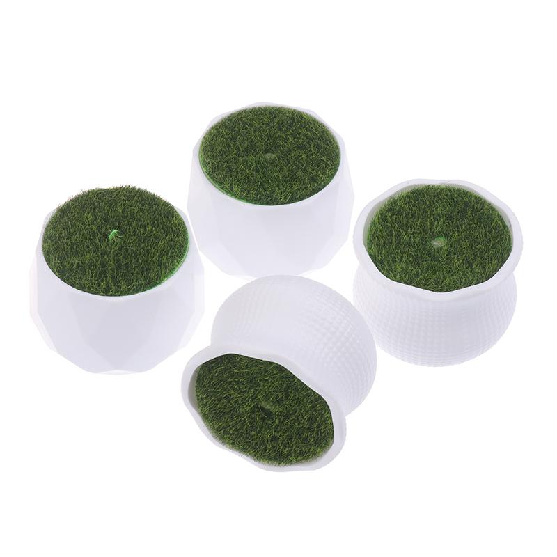 5Pcs Flower Pot Round Planters With Artificial Lawn Vase White Plastic Thick Plants Flower Pot Home Garden Decorations