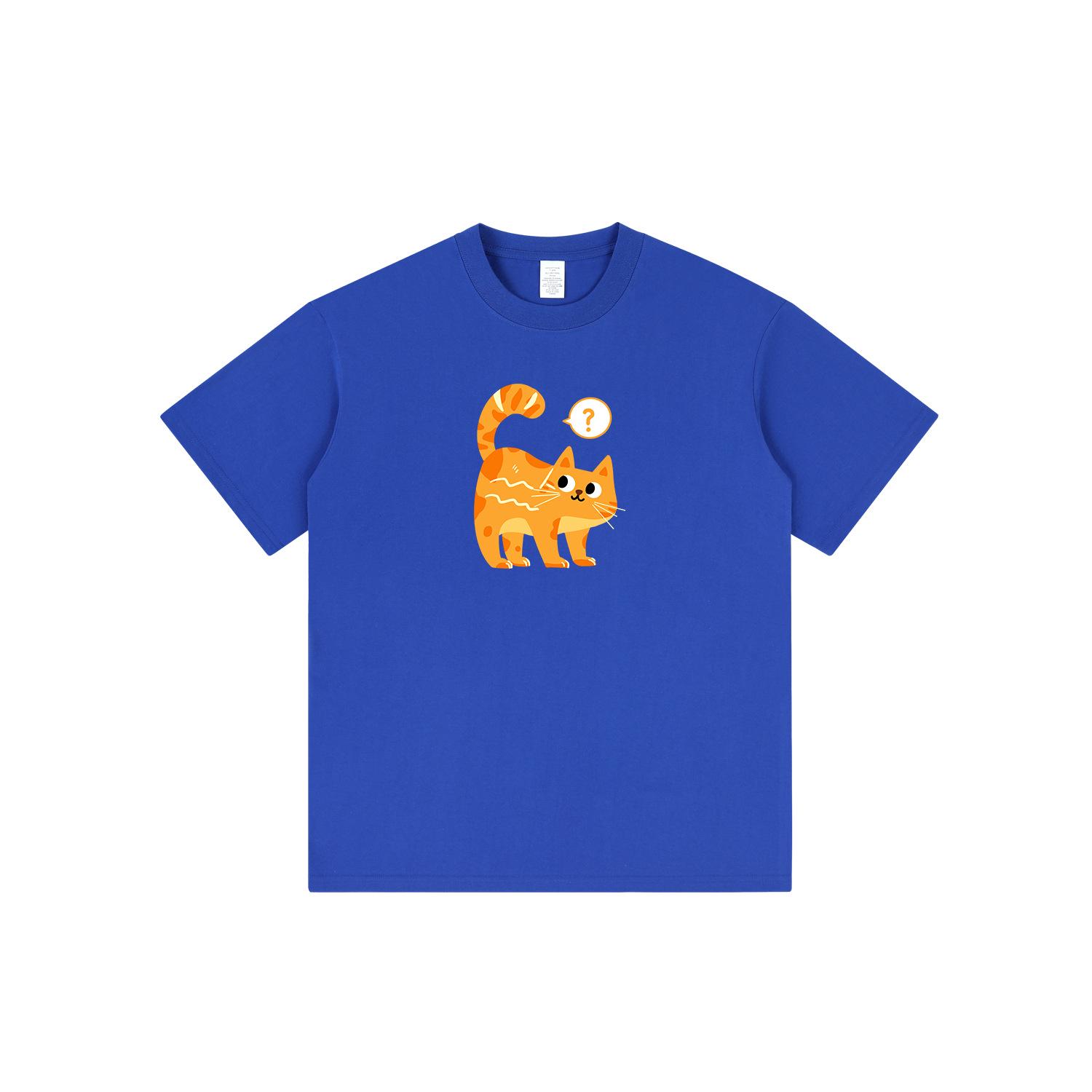 

Big Yellow Cat Illustration Short Sleeve Cotton T-Shirt M розовый
