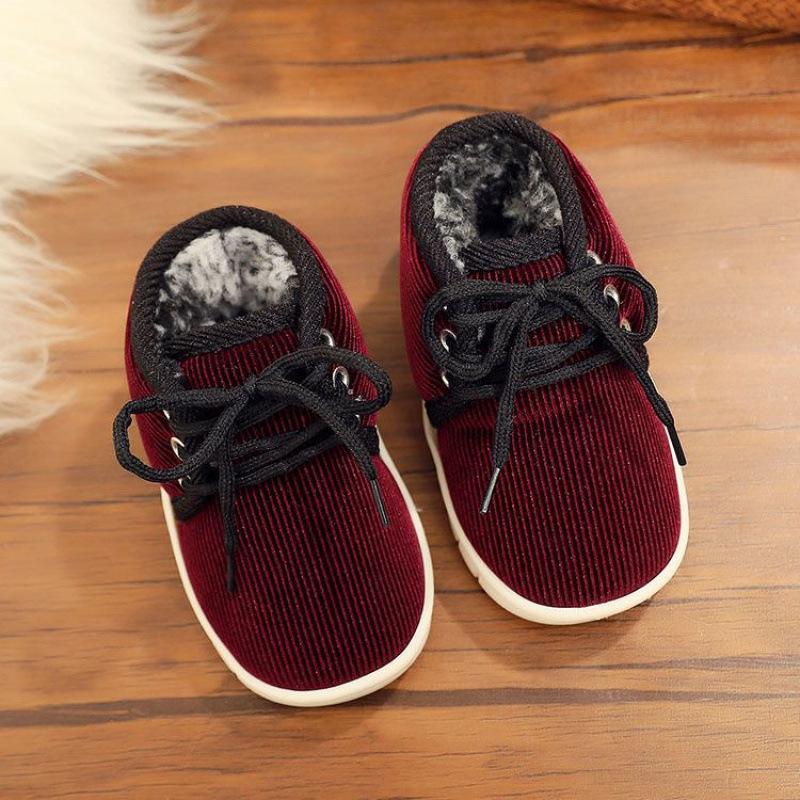 Handmade Winter Velvet Toddler Shoes, Soft Sole, Cotton, for 1-3 Years