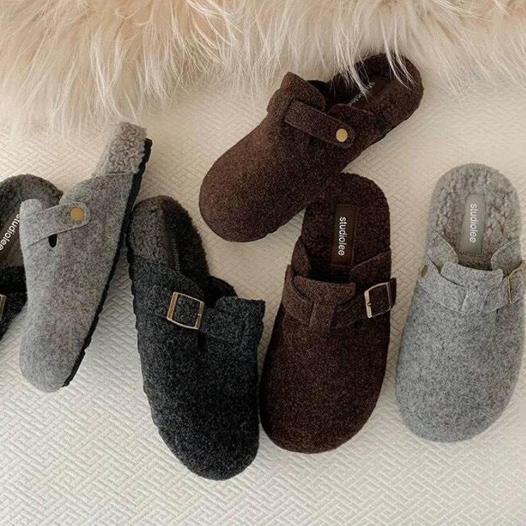 Women's Thick-Soled Birkenstock-Inspired Closed-Toe Slippers - 2025 Autumn/Winter Collection, Slip-On Loafers