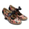 Johnature Dames Schoenen Zoete Print Pumps Vintage Landelijke Bloemige Kant Strik Dames Middelhoge Hak Schoenen