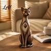 Bookshelf Decor Items Vintage Distressed Cat Figurine Rustic Animal Statue for Desk Shelf Home Country Style Decor Handcrafted Retro Ornament,